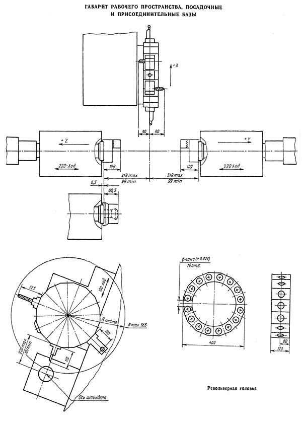 11Б40ПФ4 Габарит робочого простору токарно-револьверного верстата